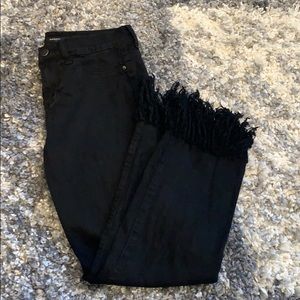 Harper black denim with frayed hem